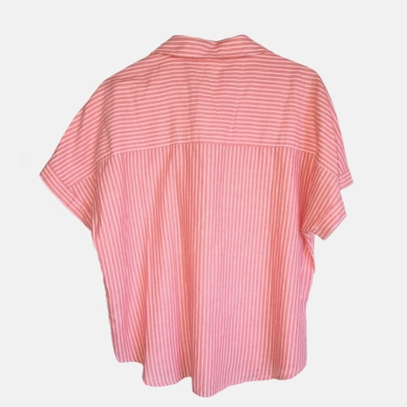 NWT XL H&M 100% Cotton Pink Striped Button Down Casual Shirt - Picture 4 of 6